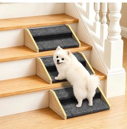 3 Pack Dog Ramp with Non-Slip Carpet for Stairs 2-Step Wooden Pet Ramp for Small Dogs,