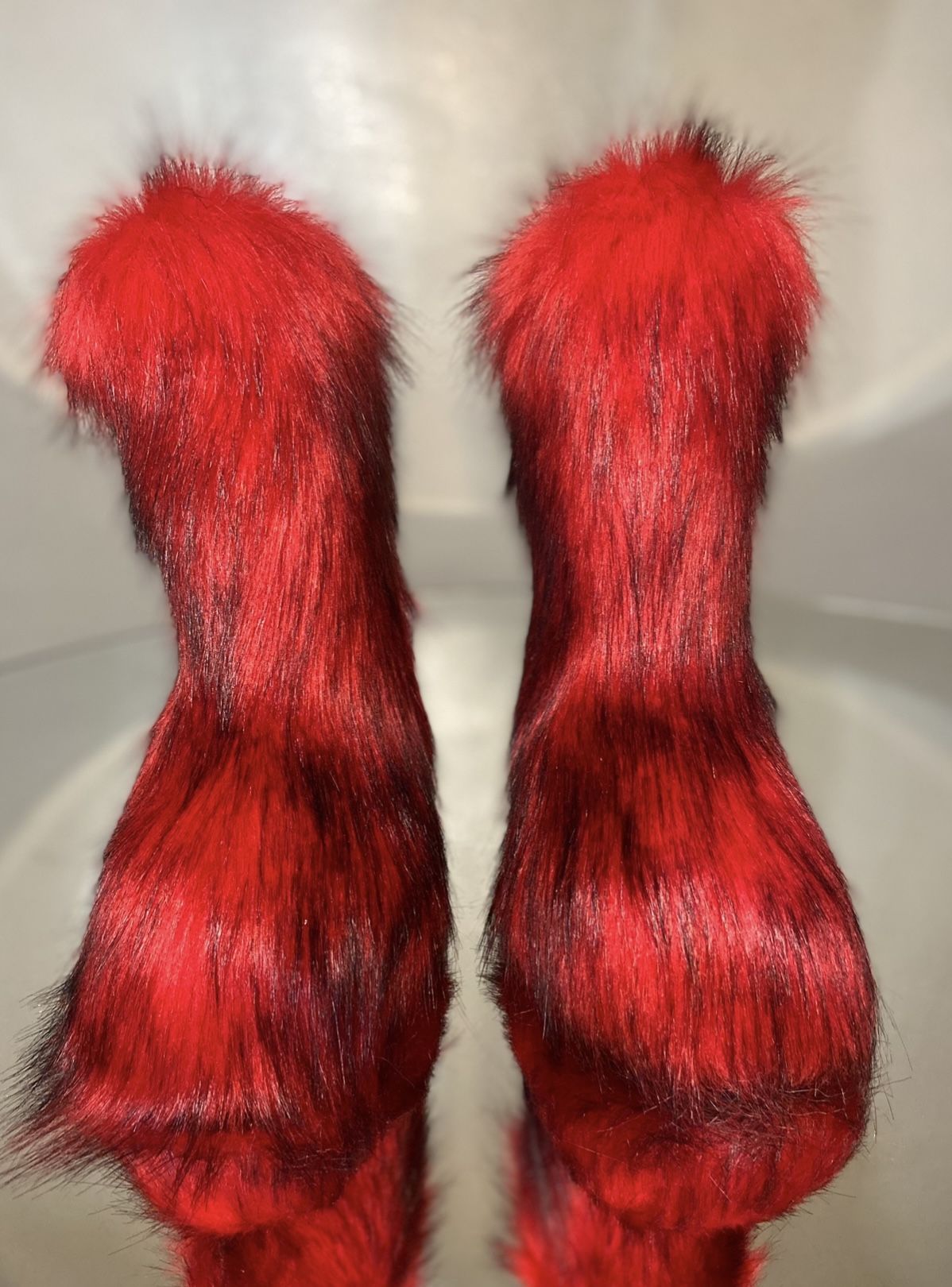 Red Fluffy Faux Fur Boots