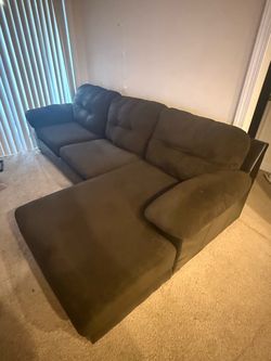 Brown Fabric Sectional Sofa with Chaise