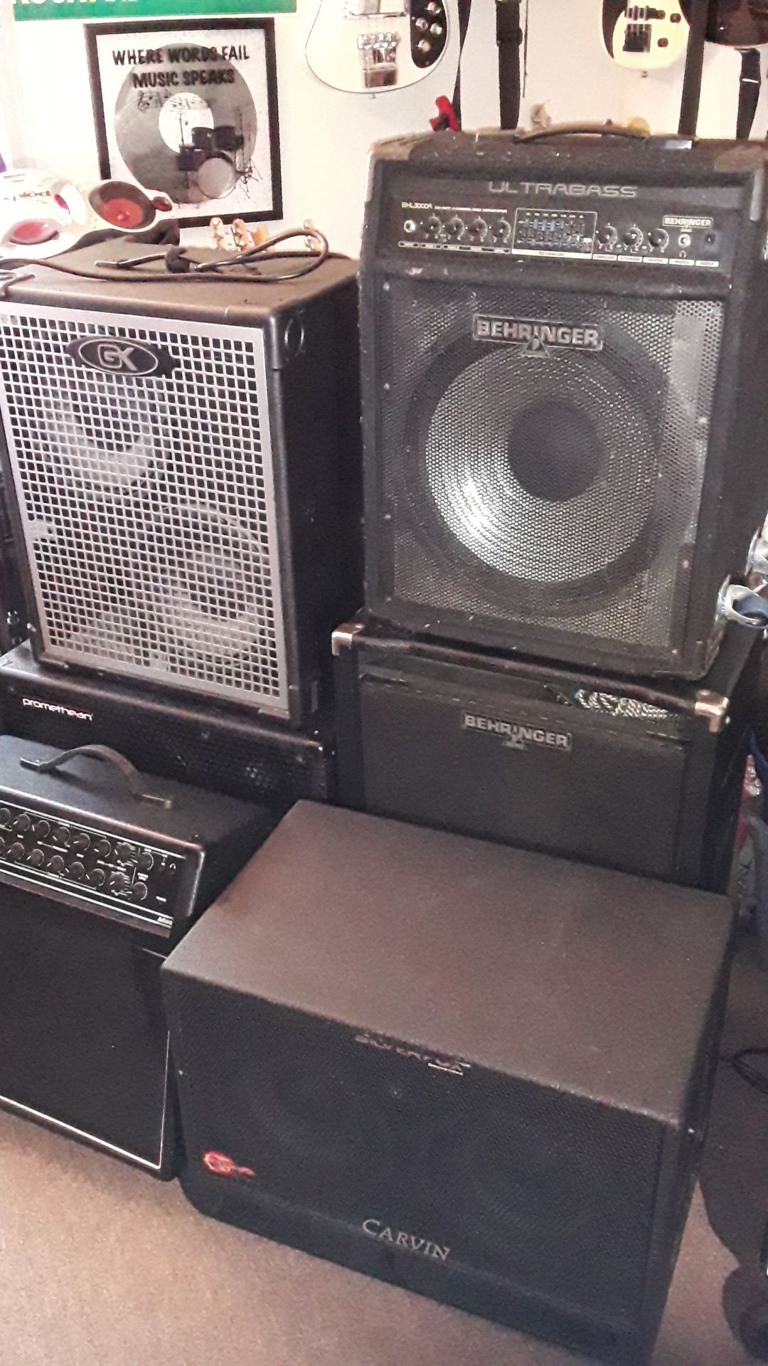 Bass cabinets+ amp combos all size 300 up