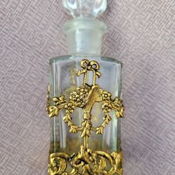 Vintage Globe Ornate Glass Perfume Bottle with Applicator