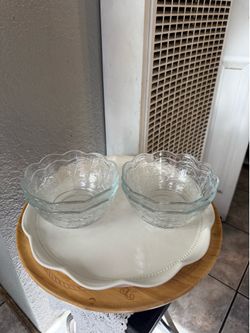 Princess House Set De 4 Bowls Hondos Para Cereal De Crystal Fantasia.