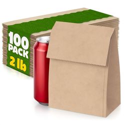 Set of 100 Small Brown Paper Bags - Sturdy Brown Lunch Bags for Snacks, Nuts, Popcorn, Cookies, Candies, Party Favors & Gifts - Durable with Convenien