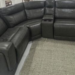 Leather Power Reclining Sectional Sofa