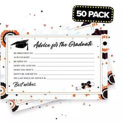 50 Pack Graduation Advice Cards, Bulk - Graduation Party Supplies, Black & Gold - Advice for the Graduate Graduation Decorations Party Favors Table Ga