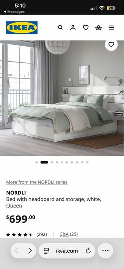 Nordli Queen Bed Frame with Headboard and Storage Drawers