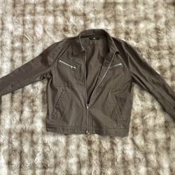 Brownish-Green jacket With Zippers 