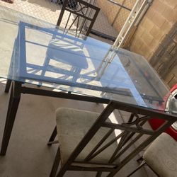 Kitchen Glass Table With 4  Chairs 