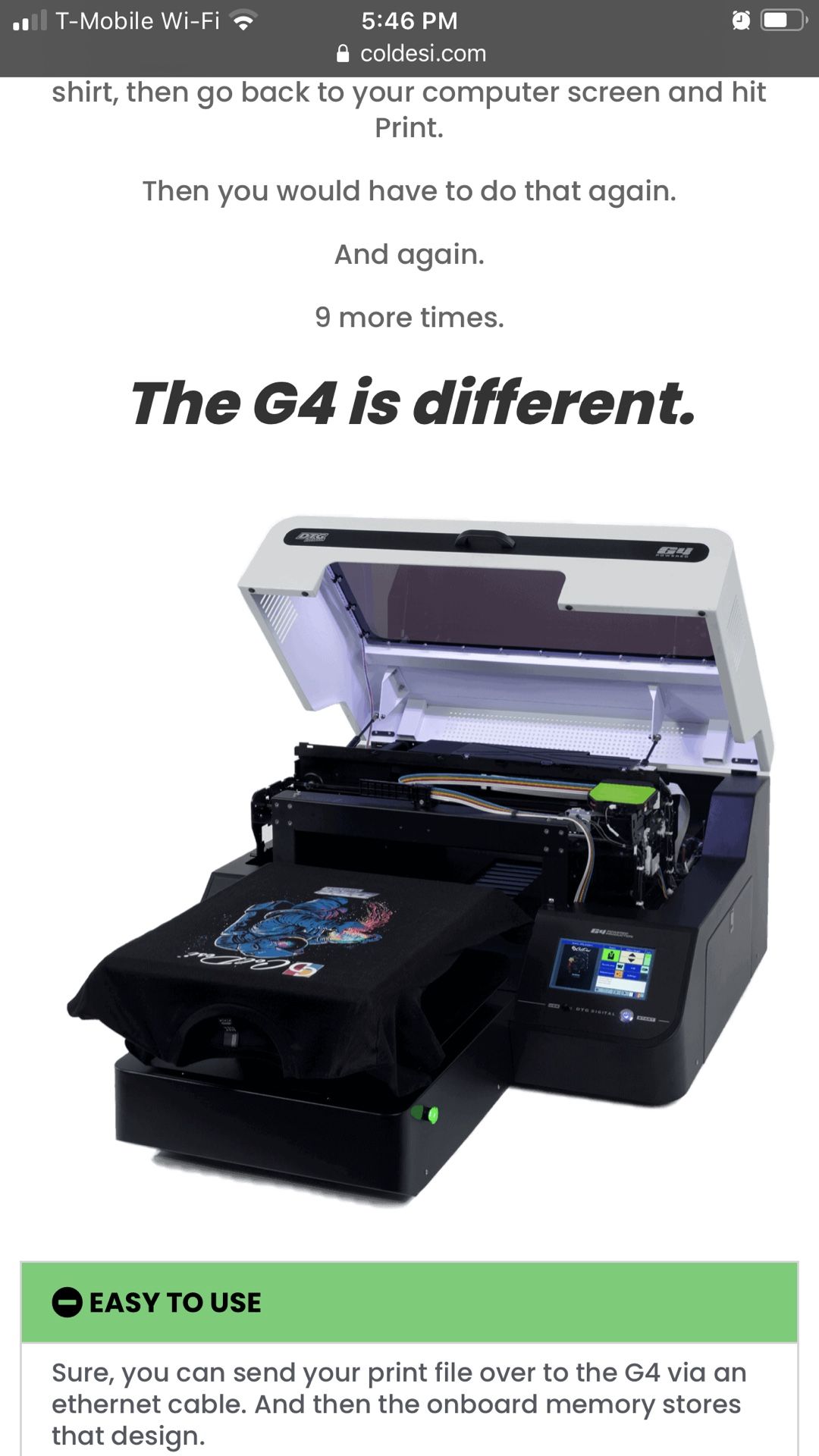 Brand New Coldesi G4 DTG Printer With DTF Ability