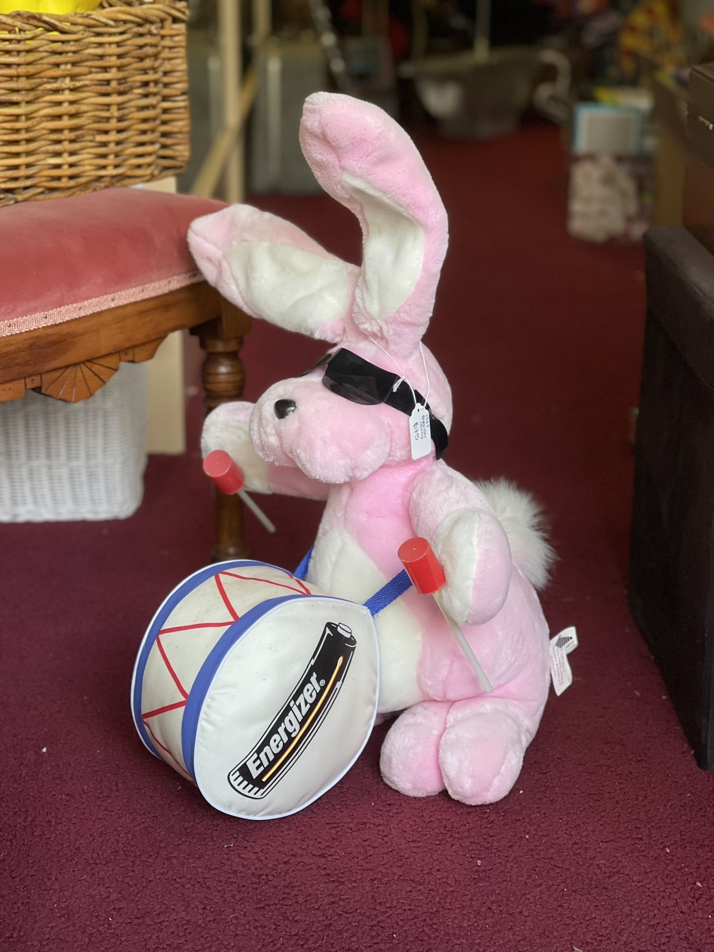 Vintage 1989 Large Energizer Bunny With Drum And Drum Sticks 