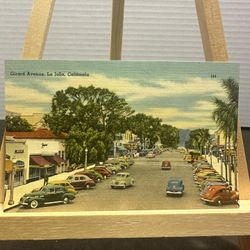 Vintage La Jolla California Girard Avenue Postcard Tichnor Linen Unposted 79120