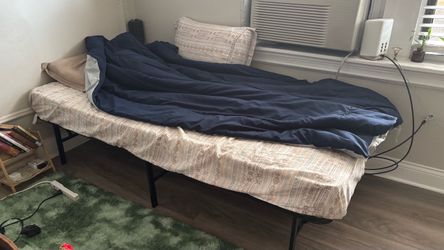 Foldable Twin Bed Frame and Twin Mattress
