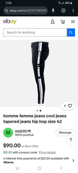 homme femme jeans cool jeans tapered jeans hip hop size 32