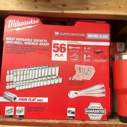 Milwaukee 3/8 in. Drive SAE/Metric Ratchet and Socket Mechanics Tool Set (56-Piece)
