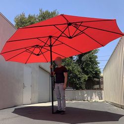 (NEW) $95 Large 15 FT Double Sided Umbrella Outdoor Patio Garden Yard (Weight base not included) 