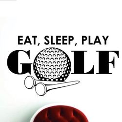 Wall Decal Home Decor Art Sticker Vinyl Bedroom Men Sports Golf Golfball Clubs 