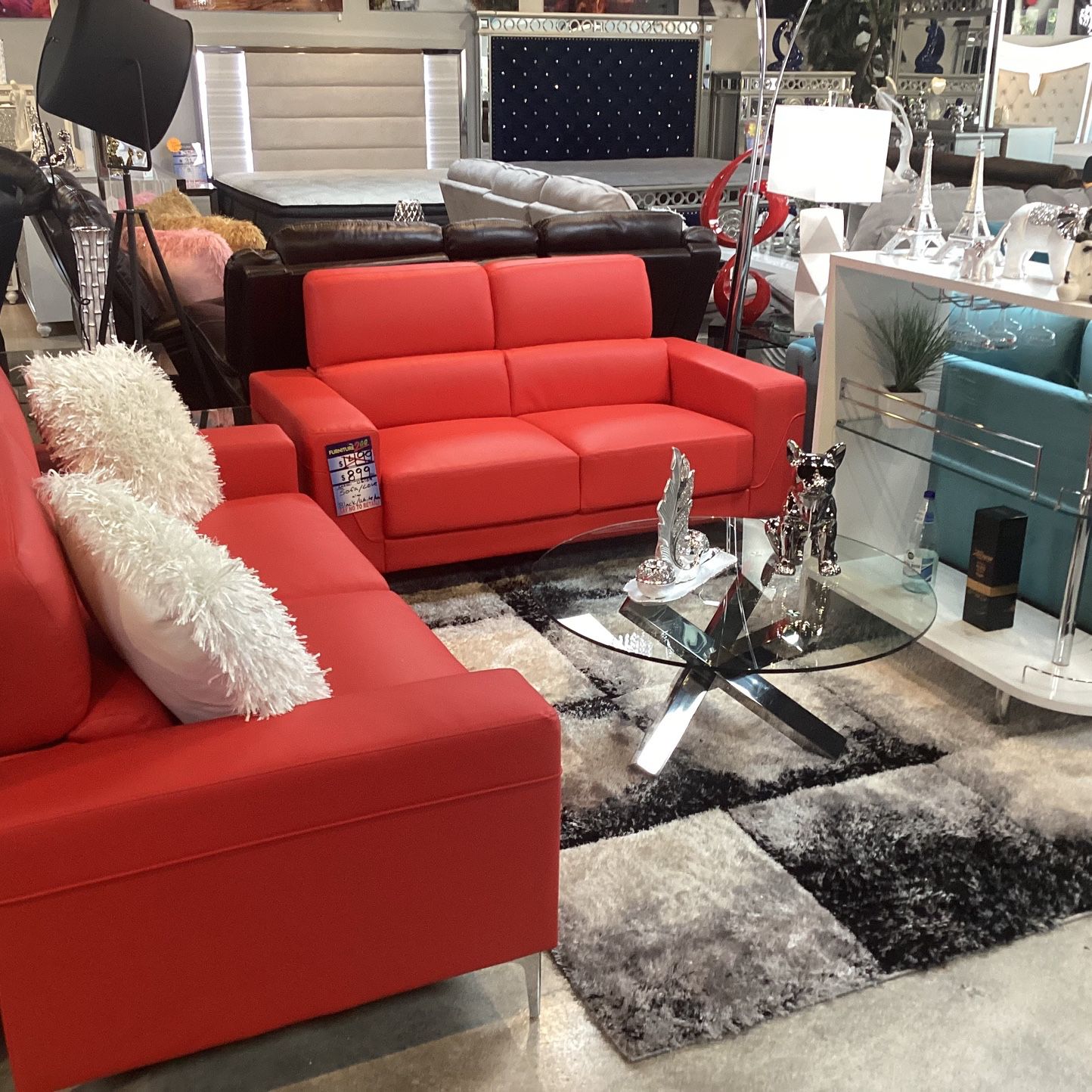 Beautiful Furniture Sofa & Loveseat On Sale Now For $$699. Color Blk/Gry/Red Are Available 