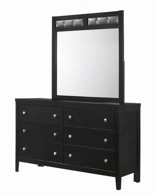 WoW Carlton Black Wood Dresser And Mirror 

