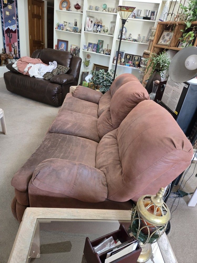 Reclining Sofa, Brown, Microfiber