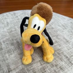 Disney Pluto Bean Bag Plush Disneyland 50th Anniversary 8" RARE Coonskin Hat Tag 