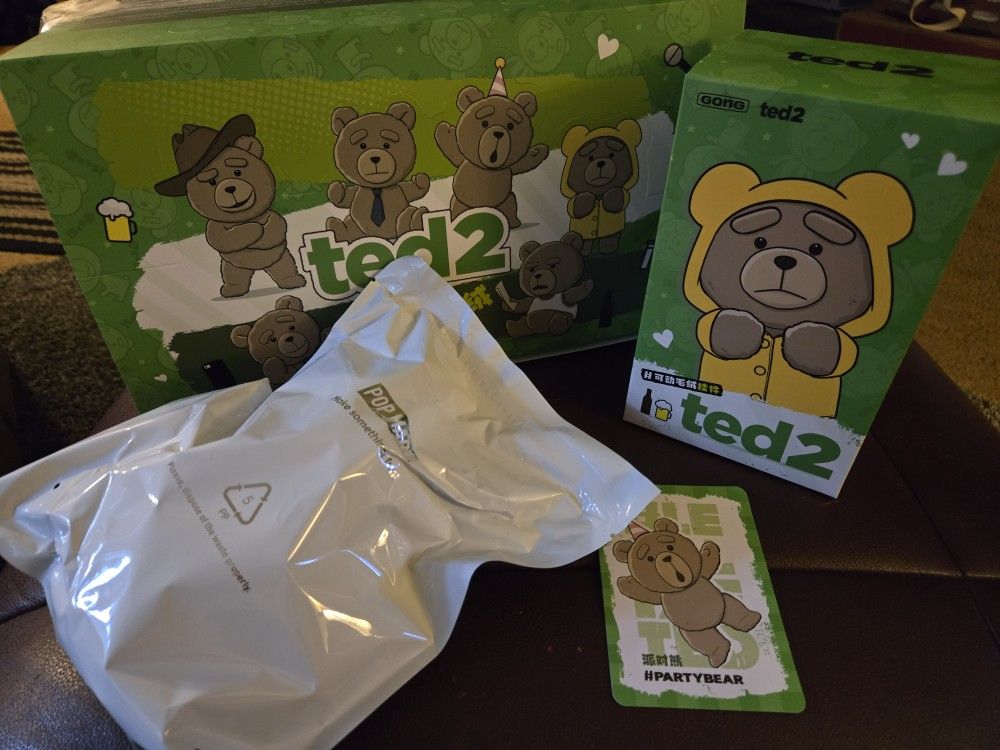 New In Box Ted 2 "Party Bear" Keychain From Pop Mart