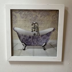 White Modern 14X14 Wood Framed Lacey Tub 4 Art Print By Diane Stimpson