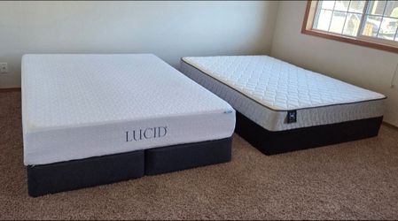 Very Nice Queen Sealy ($150) and Lucid ($180) Mattresses w/ Boxsprings