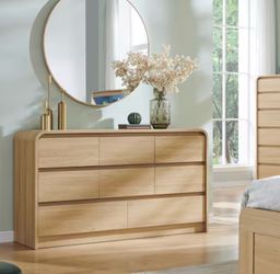 8 Drawer Dresser - Wood Bedroom Storage - Light Oak - New