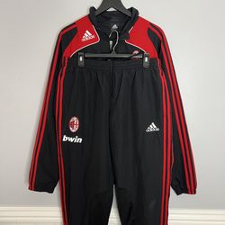 Vintage Adidas AC Milan Track Suit Set Mens Large Black Red Serie A  Italy 2008