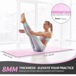 Pink And Green Yoga Mat New  Carrying Strap Included 