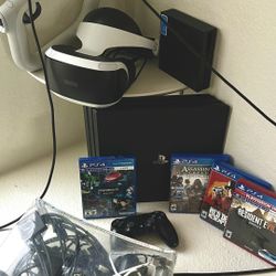 PS4 Pro ( PlayStation ) And Psvr With Controllers 