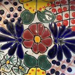 Beautiful Talavera Hand Painted 7" Oval Bowl / Trinket Dish Made in Mexico - lead free