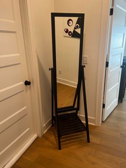 Standing Mirror with Wooden Frame