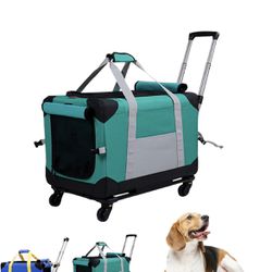  Pet Travel Bag Pet Stroller Travel Transport Bag Removable Wheels Telescopic Walking Handle 4-Wheels for 15KG Dogs Cats Pet Rolling Carrier (Color : 