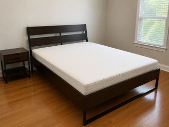 IKEA TRYSIL Queen platform bed Set with mattress and  nightstand