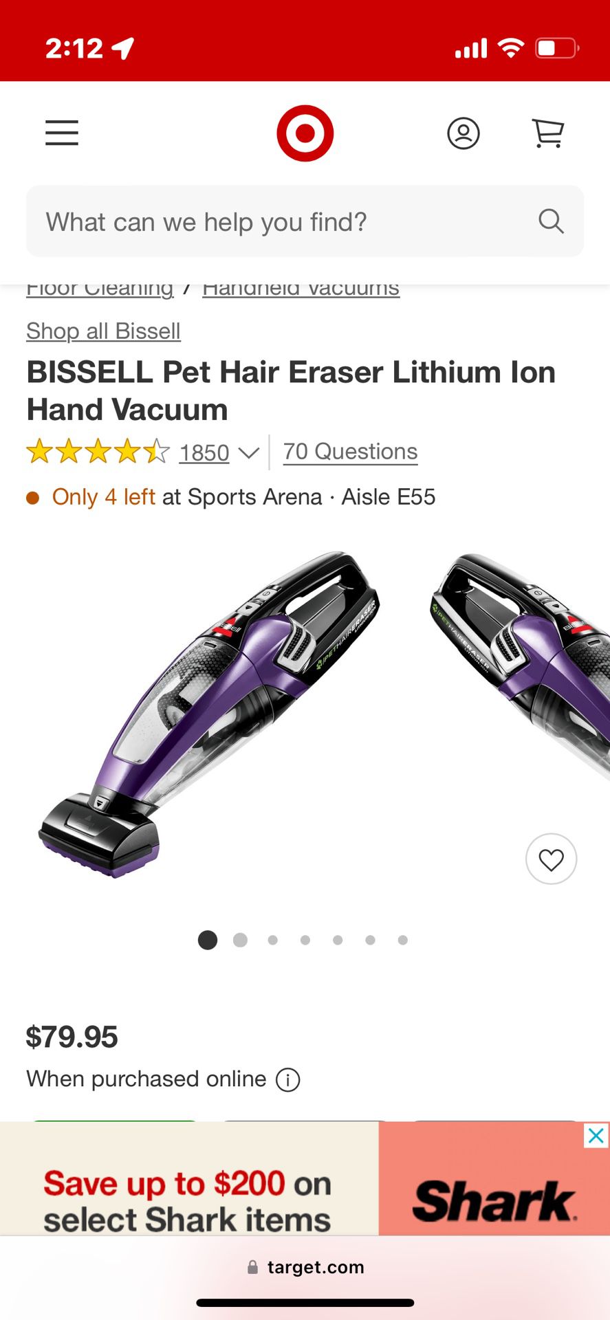 BISSELL Pet Hair Eraser Lithium Ion Hand Vacuum