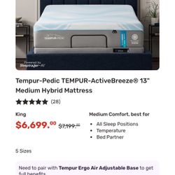 Tempur Pedic King Size Bed