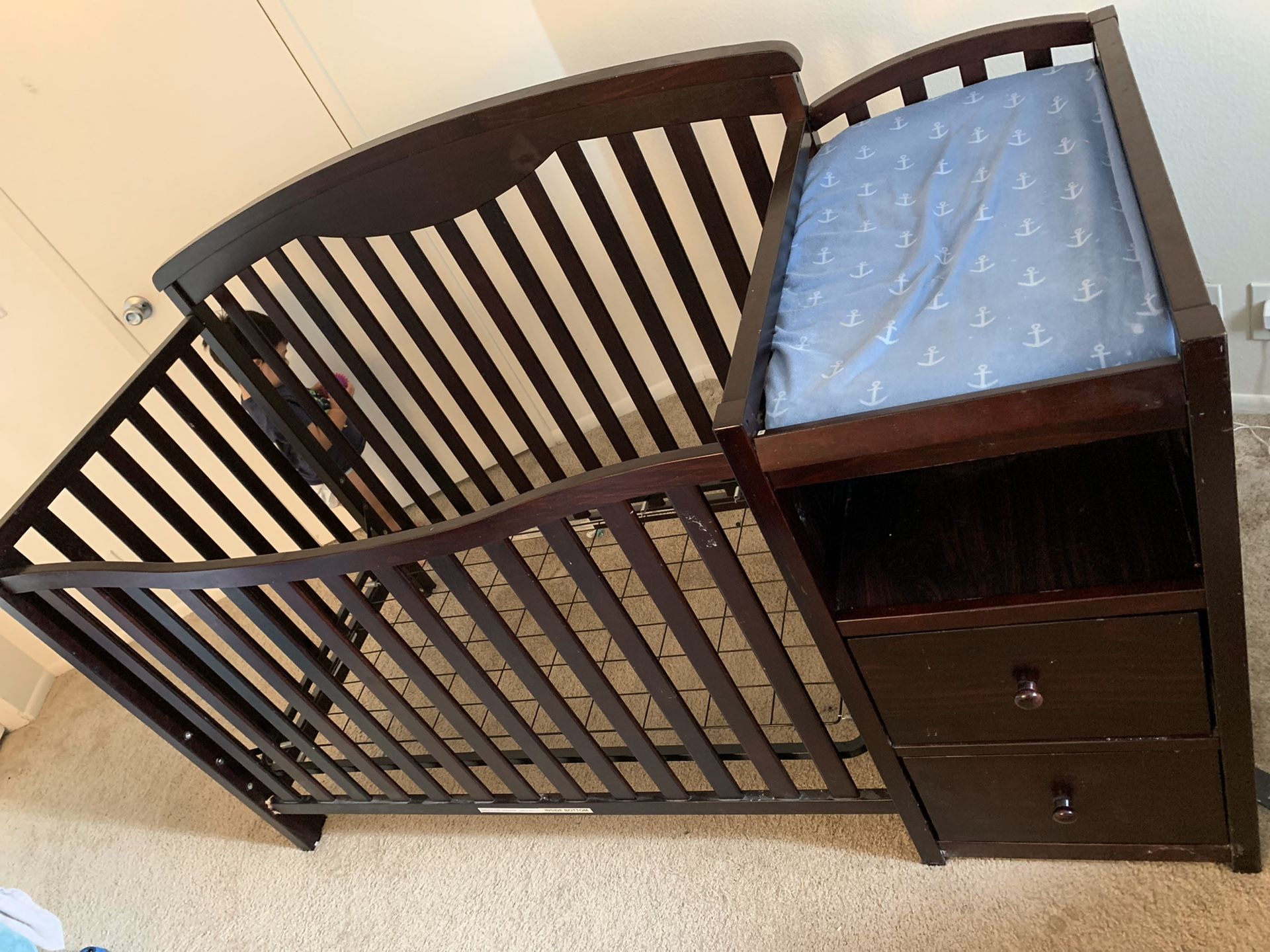 Baby crib with attached changing table $60 obo