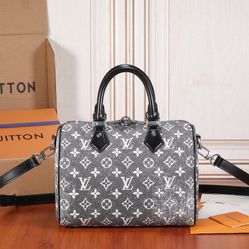 Denim Monogram Jacquard Speedy Bandouliere 25 Black