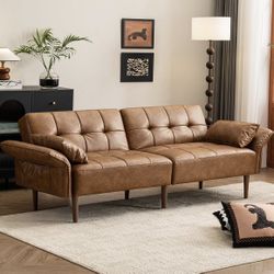 Faux Leather Sofa - Futon