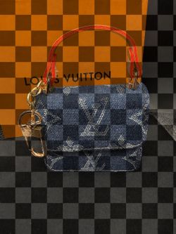 Denim Monogram Mini Bag Keychain