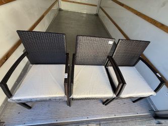 3 OVE Wicker Patio Dining Chairs with Cushions – Like New
