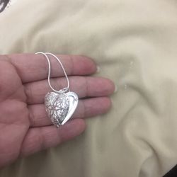 925 Sterling Silver Heart ❤️ Photo Frame Pendant Necklace 