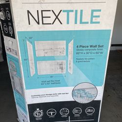 Nextile 30 in. x 60 in. x 60 in. 4-Piece Direct-to-Stud Alcove Tub Surround in White 