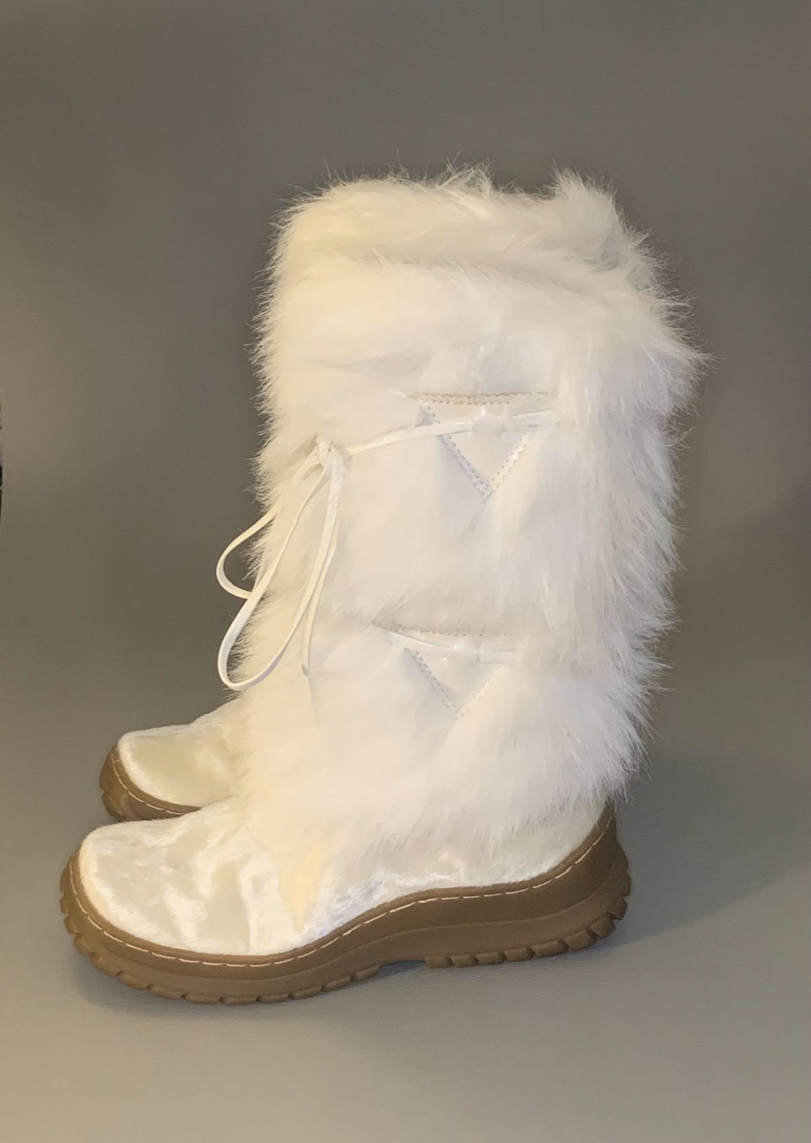 New, Synthetic White Fur Boots 