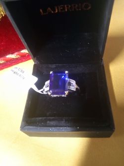 Deep Blue Sapphire Ring Sterling Silver 925 Size 8