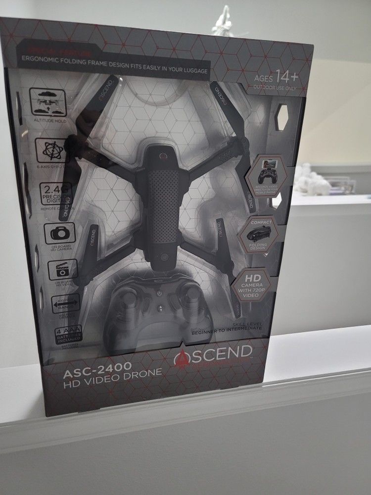 Ascend Aeronautics ASC-2400 HD Video Drone Black Compact Folding Frame 720P HD