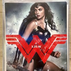 Original Double Sided WONDER WOMAN Batman v Superman Theater Teaser Poster