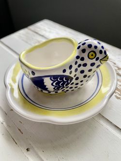 Authentic Henriot Quimper chick egg cup Artist signed handpainted in France