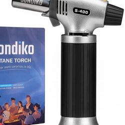 Sondiko Butane Torch S400, Refillable Kitchen Torch Lighter, Fit All Butane Tanks Blow Torch with Safety Lock and Adjustable Flame for Desserts, Creme